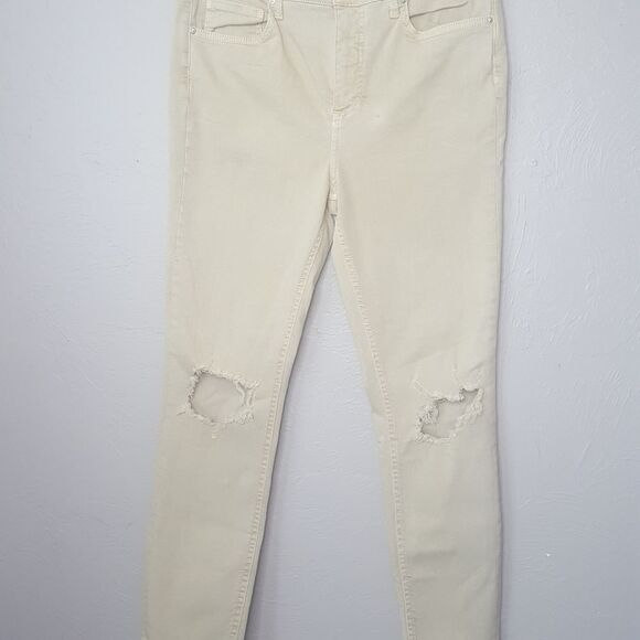 Free People Busted knee high waisted tan jeans - Picture 2 of 7